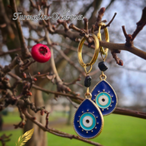 TURMALIN I OKO PROROKA KOLCZYKI OCHRONNE