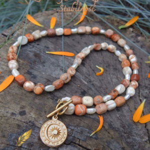 SZLACHETNY JASPIS I PERŁA ŁAŃCUSZEK